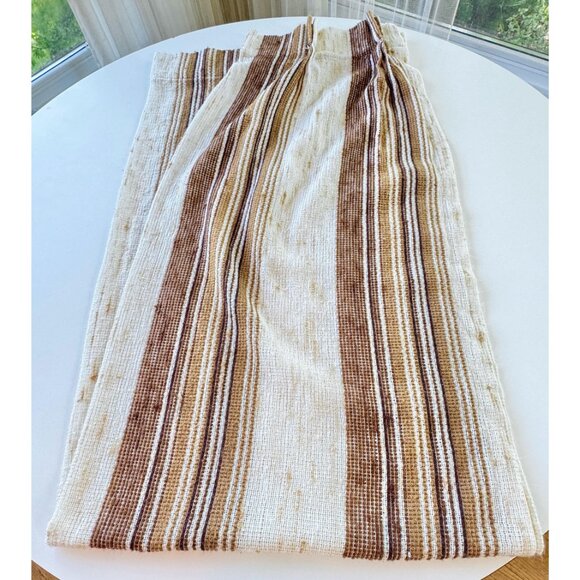 Vintage 70s pleated curtain, beige, tan, brown vertical stripes, narrow panel - Picture 10 of 10